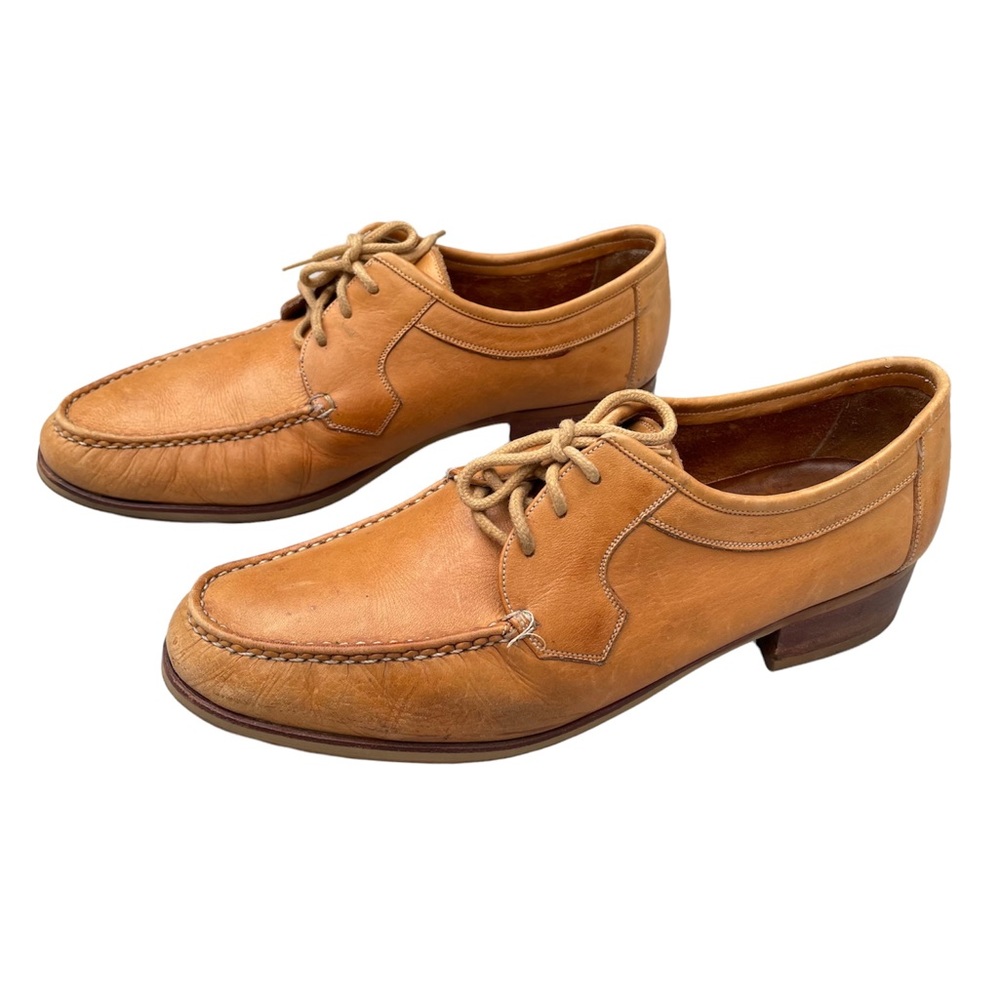 Vintage Cats Paw Tan Brown Moc Toe Lace Up Shoes